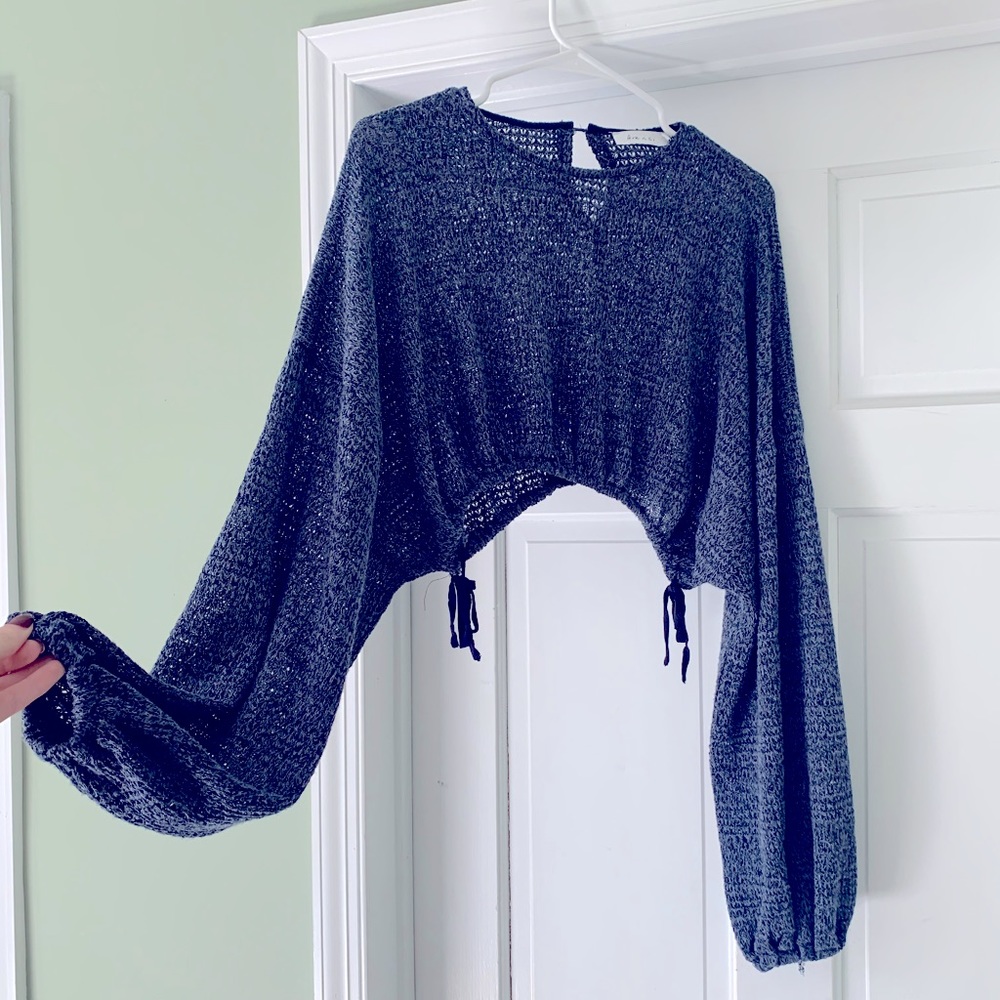 Cropped drawstring sweater